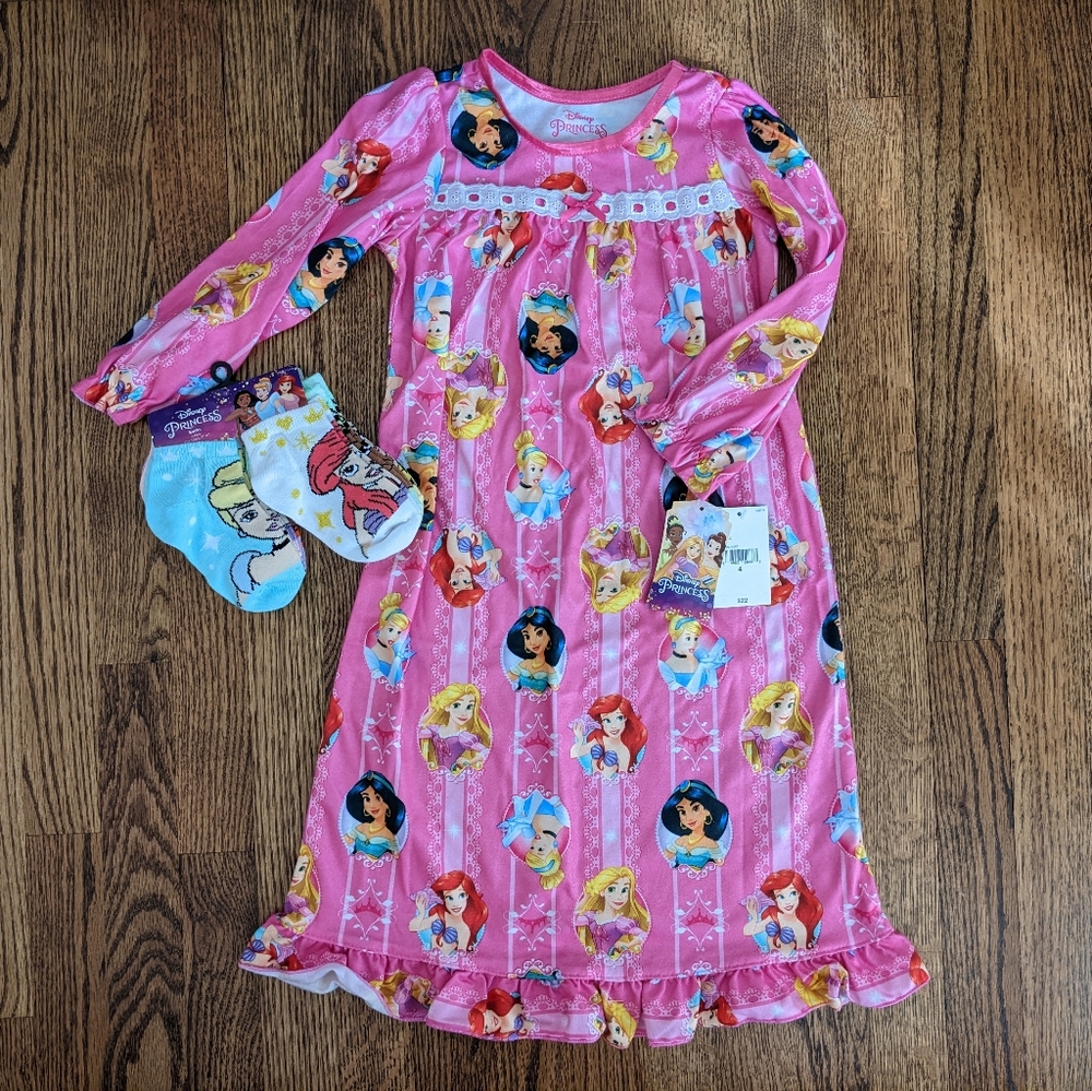 NWT Disney Princess Nightgown and Socks